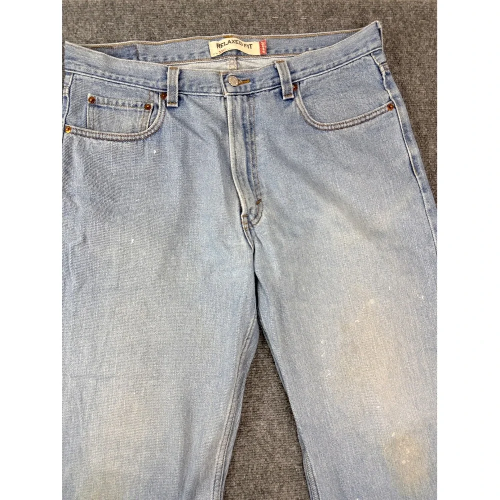 Levis 550 Relaxed Fit Mens Jeans 36x34 Light Wash Blue Cotton Denim‎ 550-0261